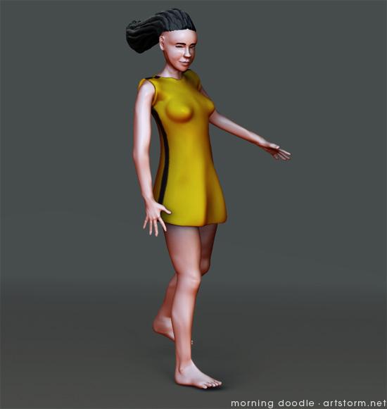 pin-up morning doodle ZBrush morning female doodle