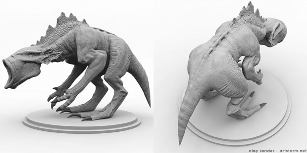 Destrachan - A basic occlusion render Destrachan - Clay Render of the Beast
