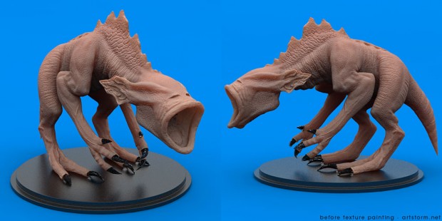 Destrachan - Untextured render of the guy Destrachan - Before Texture Painting