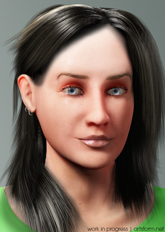 Elly WIP 3 Todays update of Elly, added first draft of Hair.