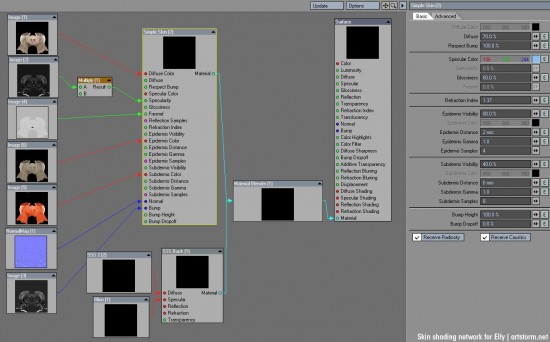 Simple Skin Node Setup (Click to enlarge)
