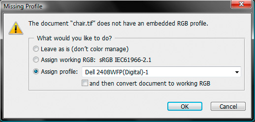 Photoshop Missing Profile Assign an ICC profile to an untagged image