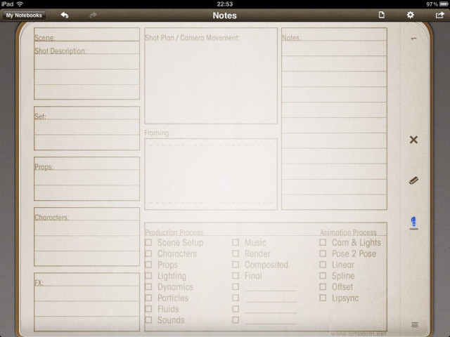 Shotplan Template for iPad PenUltimate Shotplan Template