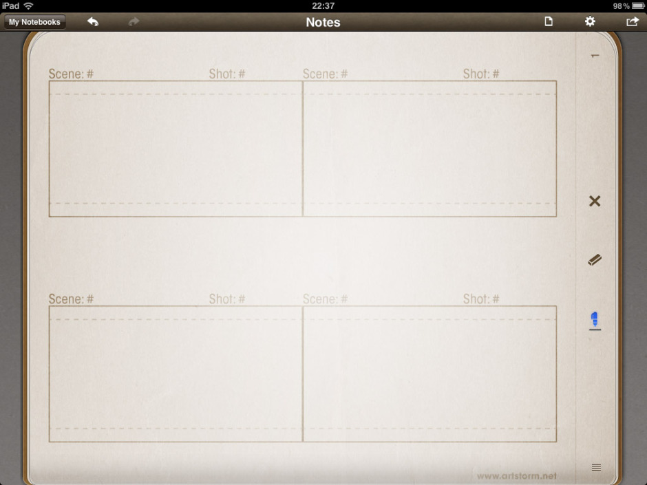 Storyboard Template H4F for iPad PenUltimate Storyboard Template with 4 Frames