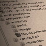 Screenshot of file and folder structure for filmmaking