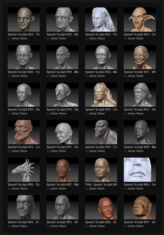 I am Johan's Sculpted Doodles Chart Collection of 24 head sculpts