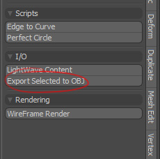 Export Selected to OBJ