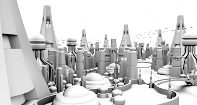 Futuristic City AO Pass Futuristic City Ambient Occlusion Pass